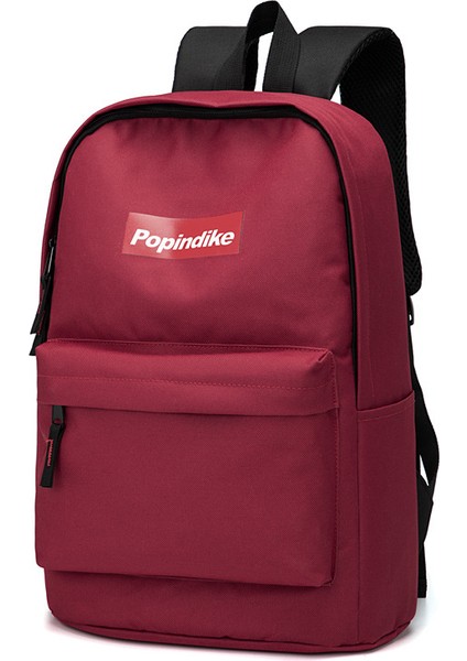 Moda Saf Renk Okul Sırt Çantası - Kırmızı (Yurt Dışından)
