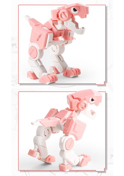 Srıwen 4X4X4 Deforme Edilebilir Dinozor 3 Renk Küçük Dinozorlar Oyuncak Hareketli Ortak Tyrannosaurus Rex Dönüşümü Hayvan (Pembe)(Yurt Dışından)