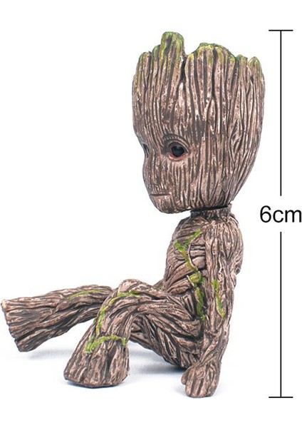 Guardians Of Galaxy Oturan Ağaç Adam Figürü Bebek Groot Modeli Masa Dekoru Çocuk Oyuncak