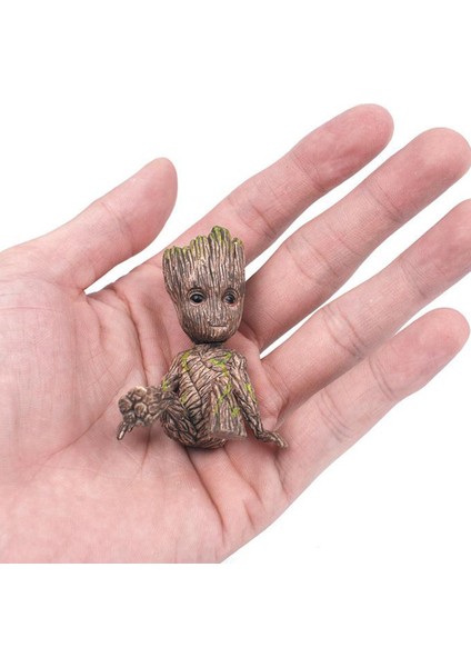 Guardians Of Galaxy Oturan Ağaç Adam Figürü Bebek Groot Modeli Masa Dekoru Çocuk Oyuncak