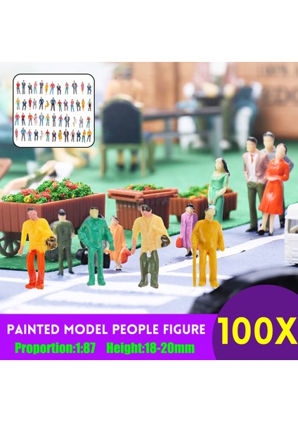 Güzel Oyuncaklar 100 Adet 1:87 Boyalı Düzen Modeli Yolcu Insan Figürleri Ho Ölçekli Çeşitli Pozlar