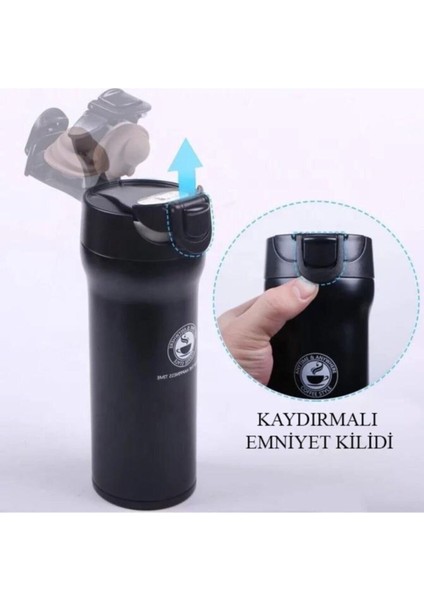 Filtreli Çift Katmanlı Paslanmaz Çelik 380 ml Termos Bardak Mug Araç Kahve Çay El Termosu