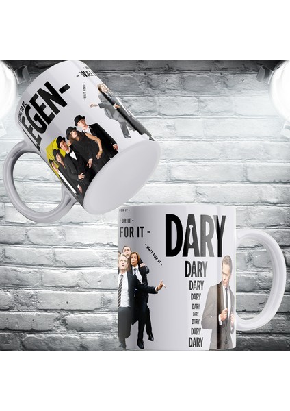 Hımym How I Met Your Mother Legendary 3 Tarafı Baskılı Beyaz Porselen Kupa