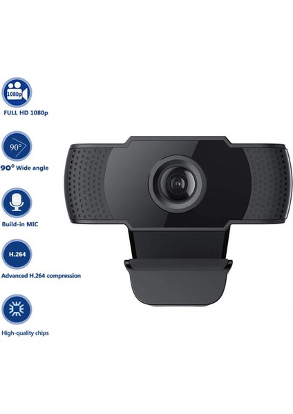 Cmos Sensörlü Hd 1080P Mikrofonlu USB Webcam -Siyah (Yurt Dışından)
