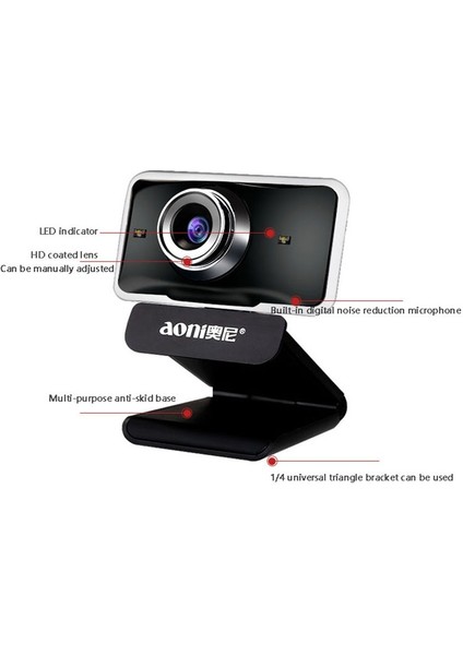 Aoni C11 720P 150 Derecelik Geniş Açılı Hd Bilgisayar Kamera -Siyah (Yurt Dışından)