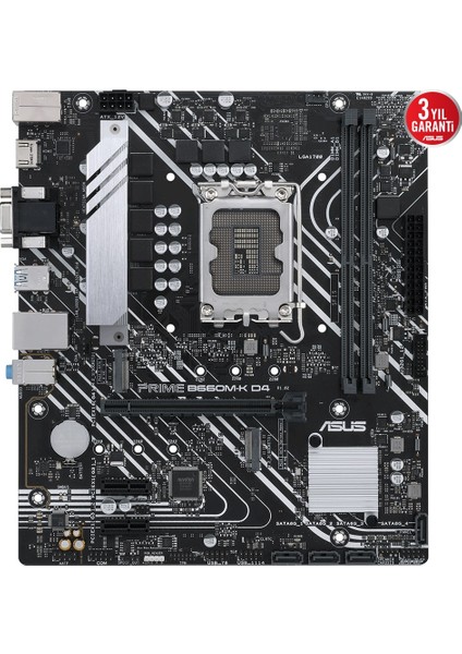 Prıme B660M-K D4 Intel B660 Lga1700 DDR4 5333 Hdmı Vga Çift M2 Usb3.2 Matx (Prıme B660M-K D4) Anakart