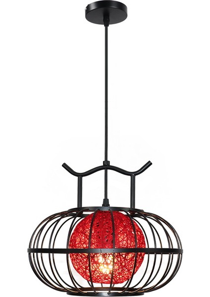 30 Cm Fener Avize, 220 V E27 * 1 Ampul Olmadan, Retro Zen Klasik Çin Tarzı Kırmızı Ferforje Kenevir Topu Avize (Yurt Dışından)