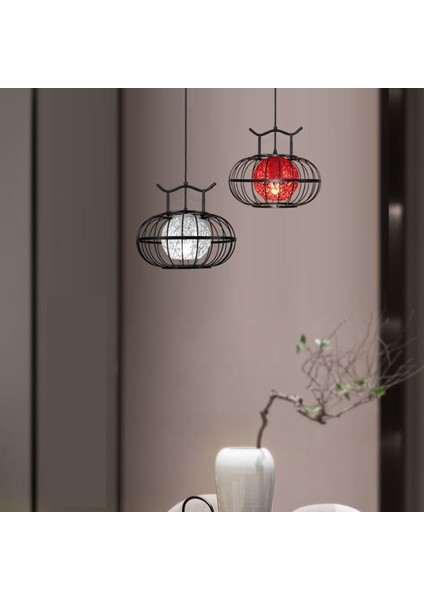 30 Cm Fener Avize, 220 V E27 * 1 Ampul Olmadan, Retro Zen Klasik Çin Tarzı Kırmızı Ferforje Kenevir Topu Avize (Yurt Dışından)