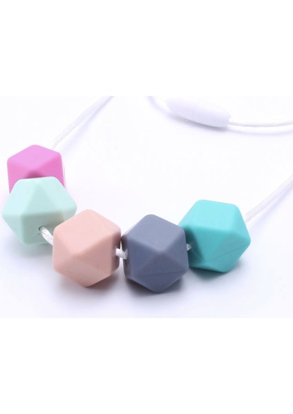 Silikon Icosahedral Edentuce Boncuk Bebek Zenginlik Kolye Bilezik Aksesuarları Bebek Bakımı Emzik Zinciri |Zincir Çift Silikon Kauçuk Diş Boncuk (5 Parça Bir Set) (Yurt Dışından)