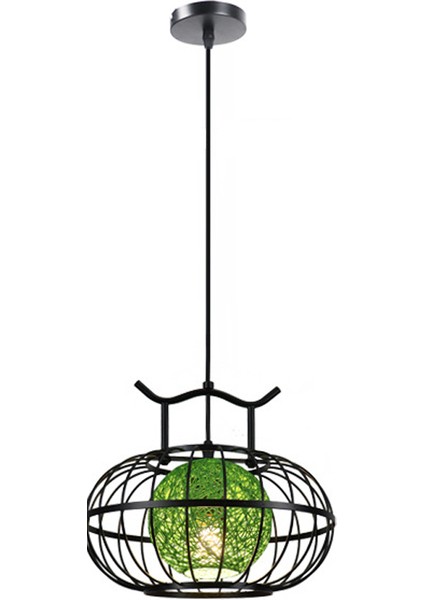 30 Cm Fener Avize, 220 V E27 * 1 Ampul Olmadan, Retro Zen Klasik Çin Tarzı Yeşil Ferforje Kenevir Topu Avize (Yurt Dışından)