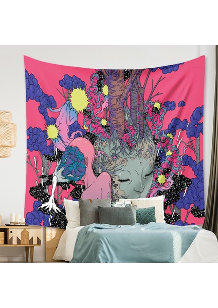 100 * 150 Cm Psychedelic Ev Dekor Duvar Goblen Asılı Büyük Mantar Evi Fairyland Bohemian Goblen Odası Dekorasyon Duvar Goblen | Dekoratif Gobiyeller (Yurt Dışından)