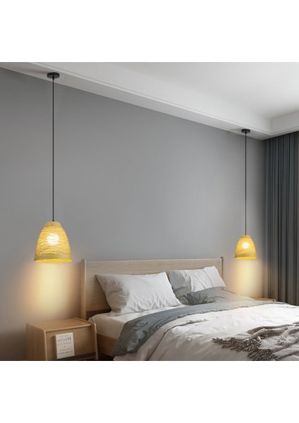 25 Cm Dokuma Rattan Avize, 220 V E27 * 1 Ampul Olmadan, Başucu Lambası, Rattan Restoran, Sarı Lamba (Yurt Dışından)