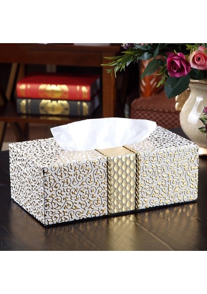 Kabuk Doku Kutusu Araba Ev Dikdörtgen Şekilli Doku Kutusu Ev Oturma Odası Masaüstü Napkin Doku Tutucu Beyaz Altın | Tuvalet Fırçası Tutucular (Yurt Dışından)