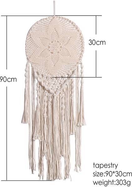 30 * 90 Cm Makrome Duvar Asılı Boho Ev Dekor Kanca Çiçek Dream Catcher Daire Yatak Odası Oturma Odası Yurt Nisk Odası | Dekoratif Gobiyeller (Yurt Dışından)