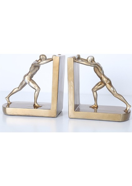 1 Çift Dekoratif Kitap Raf Raf Bookends, Altın Adam Kitap Desteği Iterek, Kitap Durdurucu Süsler Ev Dolabı Için Reçine Craft | Bookends (Yurt Dışından)