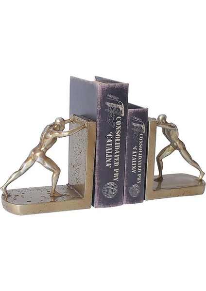 1 Çift Dekoratif Kitap Raf Raf Bookends, Altın Adam Kitap Desteği Iterek, Kitap Durdurucu Süsler Ev Dolabı Için Reçine Craft | Bookends (Yurt Dışından) modelleri