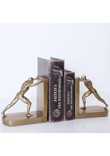 1 Çift Dekoratif Kitap Raf Raf Bookends, Altın Adam Kitap Desteği Iterek, Kitap Durdurucu Süsler Ev Dolabı Için Reçine Craft | Bookends (Yurt Dışından) fırsatları
