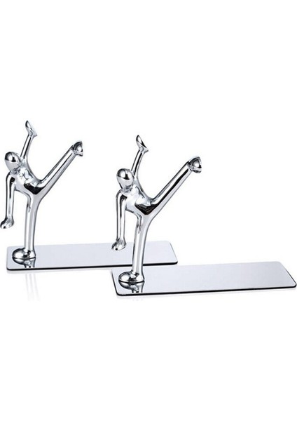 2 Adet Dekoratif Paslanmaz Çelik Bookend Yaratıcı Çin Kongfu Erkekler Kitap Dergisi Standı Masası Organizatör Tutucu Hediyeler | Bookends (Yurt Dışından)