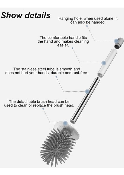 Sanlindousanlindou Silikon Tuvalet Fırçası Seti - Beyaz (Yurt Dışından)
