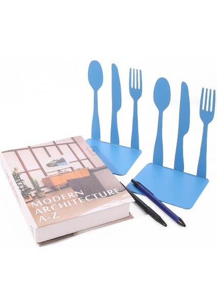 1 Pair Depolama Tutucu Çalışma Okul Ofis Anti Kayma Masası Standları Çatal Kesici Kaşık Şekilli Yemek Kitabı Bookends Ev Mutfak Dergisi | (Yurt Dışından)
