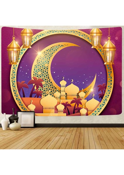 Ramazan Kareem Goblen Golden Müslüman Ay Fener Duvar Oturma Odası Yatak Odası Için Asılı Goblenler Ara Dormdecor | Dekoratif Gobiyeller (Yurt Dışından)