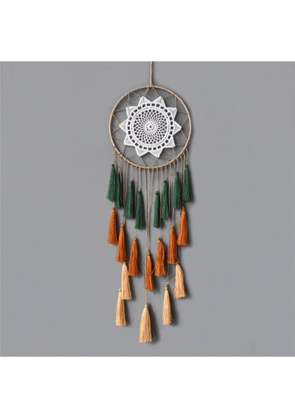 Makrome Bohemian Goblen Duvar Asılı El Dokuma Püskül Dekor Yatak Odası Arka Plan Ev Dekor Dream Catcher Nordic Renk | Dekoratif Gobiyeller (Yeşil) (Yurt Dışından)