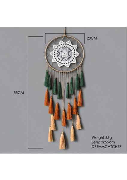 Makrome Bohemian Goblen Duvar Asılı El Dokuma Püskül Dekor Yatak Odası Arka Plan Ev Dekor Dream Catcher Nordic Renk | Dekoratif Gobiyeller (Yeşil) (Yurt Dışından)