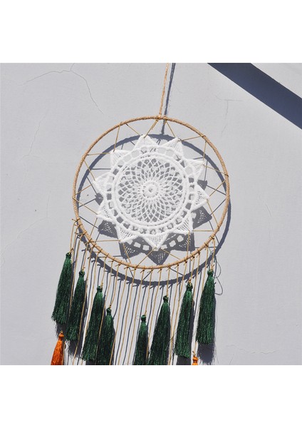Makrome Bohemian Goblen Duvar Asılı El Dokuma Püskül Dekor Yatak Odası Arka Plan Ev Dekor Dream Catcher Nordic Renk | Dekoratif Gobiyeller (Yeşil) (Yurt Dışından)