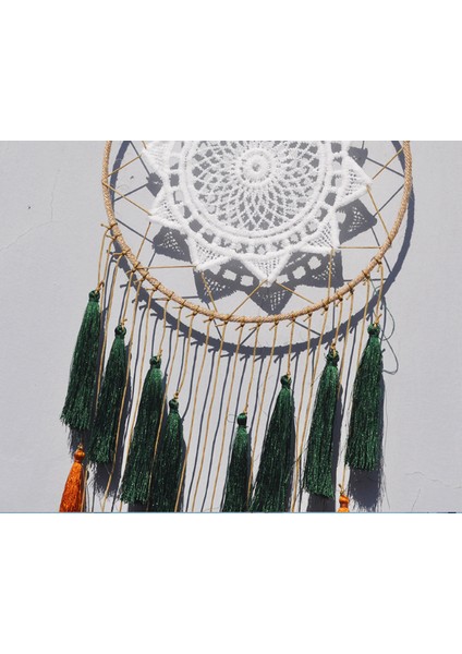 Makrome Bohemian Goblen Duvar Asılı El Dokuma Püskül Dekor Yatak Odası Arka Plan Ev Dekor Dream Catcher Nordic Renk | Dekoratif Gobiyeller (Yeşil) (Yurt Dışından)