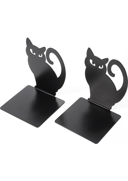 Çift Siyah Sevimli Kedi Metal Bookends Persian Kitten Kitap Standları Hafif Dayanıklı Kaymaz Kitap Sahipleri | Bookends (Yurt Dışından)