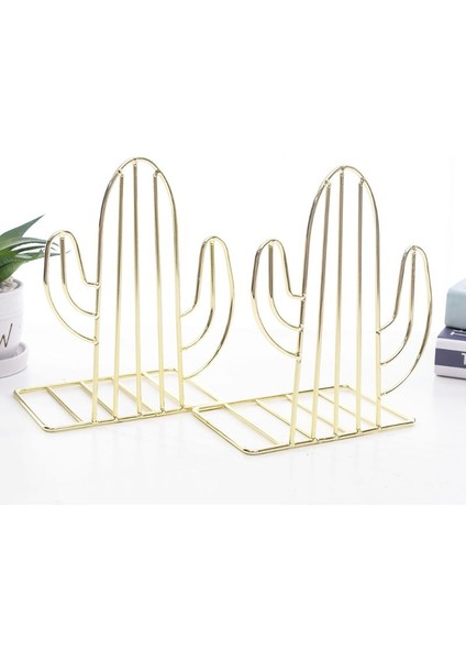 2 Adet / Çift Yaratıcı Kaktüs Şekilli Metal Bookends Kitap Desteği Standı Masası Organizatör Depolama Tutucu Raf | Bookends (Yurt Dışından) fiyatları