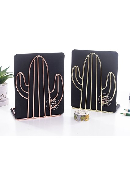 2 Adet / Çift Yaratıcı Kaktüs Şekilli Metal Bookends Kitap Desteği Standı Masası Organizatör Depolama Tutucu Raf | Bookends (Yurt Dışından) modelleri