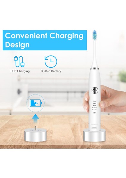 Taşınabilir Elektrikli Sonic Titreşim Diş Fırçası Usb Şarj Edilebilir Su Geçirmez Diş Fırçası İle 5 Ayarlanabilir Modlar Oral Bakım Aracı | Elektrikli Diş Fırçaları (Yurt Dışından)