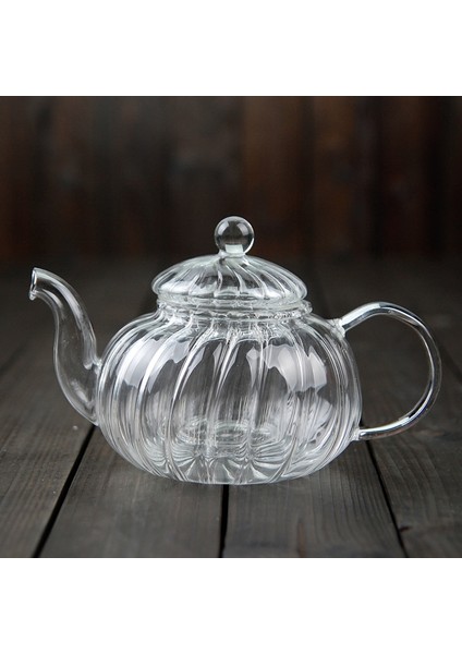 Kabak Şekli Çiçek Demlik Cam Çaydanlık Demlik Çay Yaprak İle Bitkisel Isıya Dayanıklı Cam Pot | Çaydanlıklar (600Ml) (Yurt Dışından)