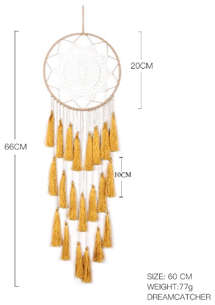 Makrome Bohemian Goblen Duvar Asılı El Dokuma Püskül Dekor Yatak Odası Arka Plan Ev Dekorasyonu Dream Catcher Nordic Renk | Dekoratif Gobiyeller (Sarı) (Yurt Dışından) fiyatları