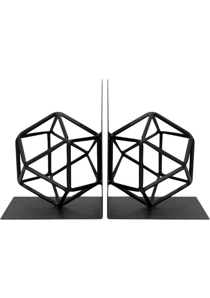 1 Çift Demir Sanat Geometri Bookends Pratik Nonskid Ağır Hizmet Binası Binası Books Destekler Dvds Dergileri | (Yurt Dışından)