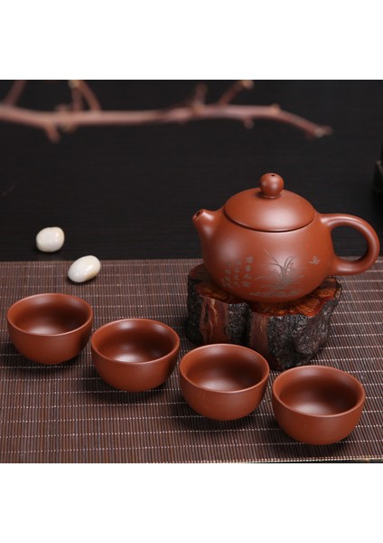Taşınabilir Çaydanlık Set Mor Kum Seramik 4 Bardak Ve İle Mading 1 Pot Ev Ofis Için Uygun Drinkware Chines Kung Fu Çay Seti | Çaydanlıklar (Yurt Dışından)