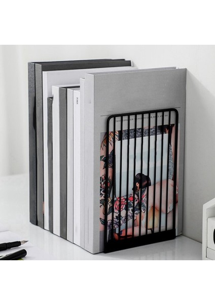 1 Adet Dosya Tutucu Standı Metal Masaüstü Kitap Raf Ve 1 Çift Bookend Kitap Standı Destek Masaüstü Raf Raf Tutucu | (Yurt Dışından)