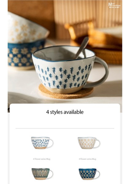 Japon Vintage Seramik Kupa Handgrip Kupası Kahvaltı Süt Oatmeal Kahve Isıya Dayanıklı Ofis Ev Drinkware Aracı | Kupalar (Mavi) (Yurt Dışından) modelleri