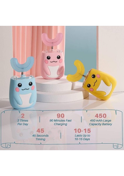 Ultrasonik Çocuklar Elektrikli Diş Fırçası Akıllı Zamanlayıcı Ipx7 Toddlers Için 2-8 Yıl (Mavi) (Yurt Dışından) modelleri
