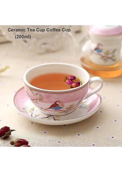 Çiçek Çay Pot Seramik Çay Fincanı Tabağı Isıya Dayanıklı Cam Çaydanlık Filtre Porselen Ofis Kahve Fincanı Kupa Öğleden Sonra Çay Seti | Çaydanlıklar (Pembe) (Yurt Dışından)