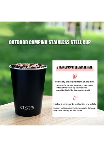 Taşınabilir Bira Su Kupası Çay Süt Kahve Kupa Paslanmaz Çelik Kupa Açık Kamp Piknik Tırmanma Barbekü Drinkware | Kupalar (Siyah) (Yurt Dışından) fırsatları
