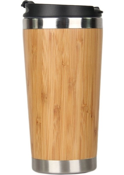 450 Ml Bambu Kahve Fincanı Paslanmaz Çelik Kahve Seyahat Kupa Sızdırmaz Kapak Izole İle Yalıtımlı Kahve Eşlik Kupası Kullanımlık Woode | Kumuş (Sarı) (Yurt Dışından)