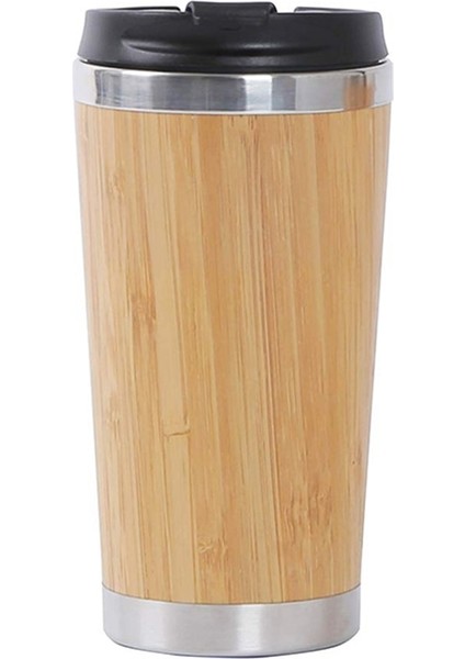 450 Ml Bambu Kahve Fincanı Paslanmaz Çelik Kahve Seyahat Kupa Sızdırmaz Kapak Izole İle Yalıtımlı Kahve Eşlik Kupası Kullanımlık Woode | Kumuş (Sarı) (Yurt Dışından)