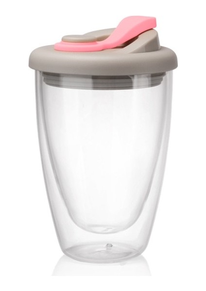 450 Ml Çift Katmanlı Cam Kahve Kupa Kapak Sızdırmaz Seyahat Süt Çay Bardağı Güzel Hediyeler | Kupalar (Pembe) (Yurt Dışından)