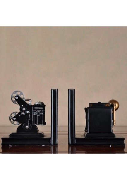 Retro Kamera Bookend Film Film Projektör Siyah Gümüş Koleksiyonerinin Projesi Yaratıcı Kitaplık Vintage Takı Çalışma Odası Çalışma Ho | (Yurt Dışından)