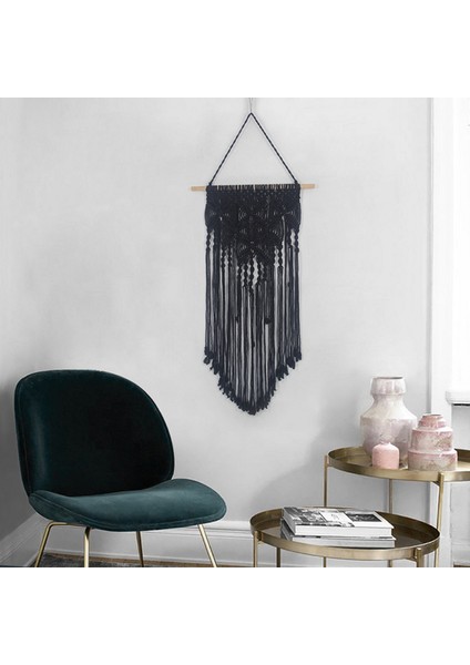 40 * 70 Cm Dokuma Duvar Sanatı Boho Stil En Iyi Hediye Duvar Asılı Makrome Goblen Kelebekler Desen El Yapımı Ev Dekor | Dekoratif Gobiyeller (Siyah) (Yurt Dışından)