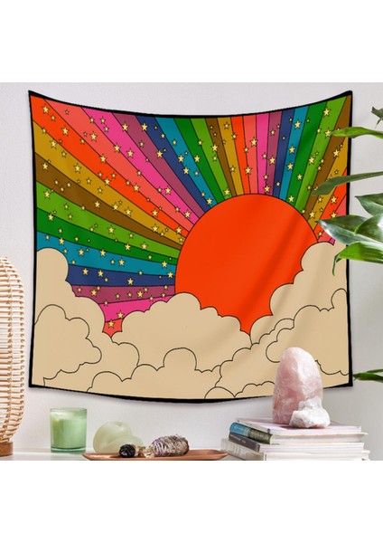 Estetik Goblen Duvar Asılı Gökkuşağı Ev Duvar Dekor Psychedelic Goblen Dekor Oturma Odası Yatak Odası Bohemian Baskı | Dekoratif Gobiyeller (Yurt Dışından) modelleri