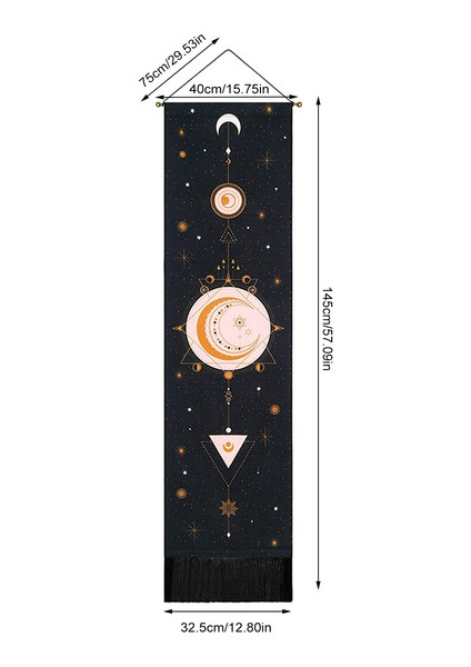 Ay Faz Goblen Duvar Asılı Ay Döngüsü Püskül Halı Ay Goblenleri Bohemian Ev Sanatı Psychedelic Dekor | Dekoratif Gobiyeller (Siyah) (Yurt Dışından)