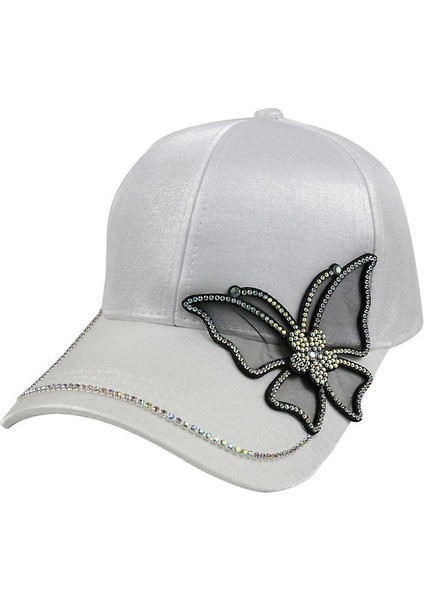 Siyah Rhinestone Kelebek Beyzbol Şapkası, Kadın Snapback Hip Hop Sun Hat (Siyah) (Yurt Dışından)